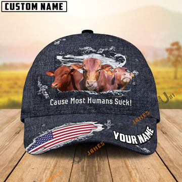 Uni Beefmaster US Flag Dark Jean Pattern Customized Name Cap
