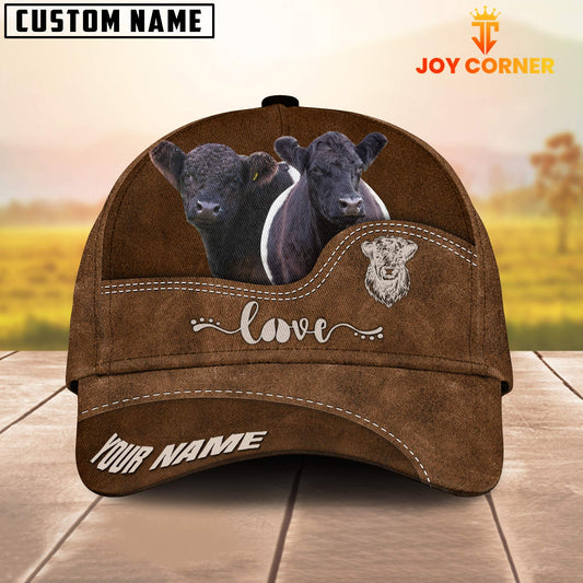 Uni Belted Galloway Love Leather Pattern Customized Name Cap