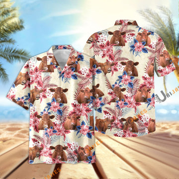 Uni Red Angus Flowers Cool Summer Pattern Hawaiian Shirt