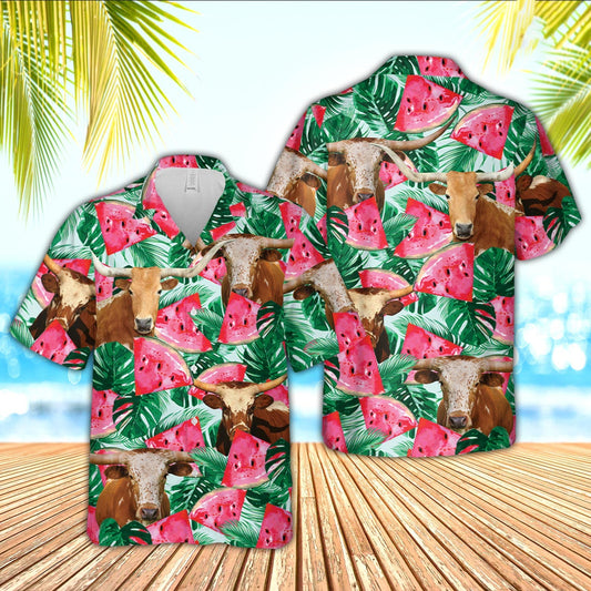 Unique Texas Longhorn Watermelon 3D Hawaiian Shirt