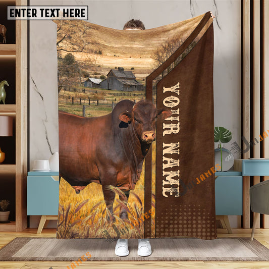Uni Personalized Name Beefmaster Farming Life Pattern Blanket