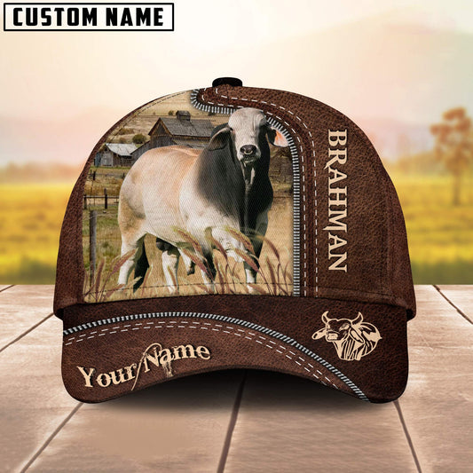 Uni Brahman Customized Name Leather Pattern Cap