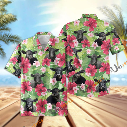 Uni Black Angus Green Summer Hawaiian Shirt