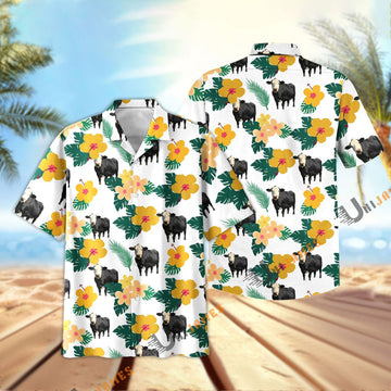 Uni Black Baldy Summer Flamigo Flower Hawaiian Shirt