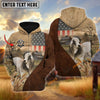 Uni Personalized Name Brahman Cattle USA Flag Hoodie