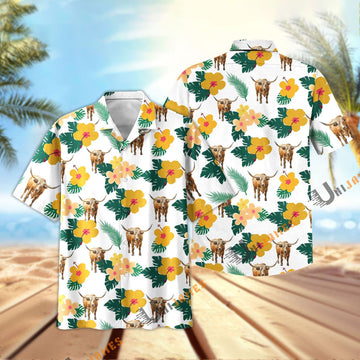 Uni Texas Longhorn Summer Flamigo Flower Hawaiian Shirt