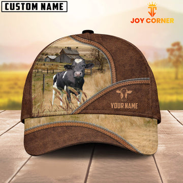 Uni Holstein Zipper Leather Pattern Customized Name Cap