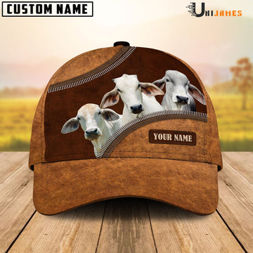 Uni Brahman Happiness Leather Pattern Customized Name Cap