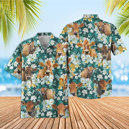 Unique Jersey Floral Blue Summer 3D Hawaiian Shirt