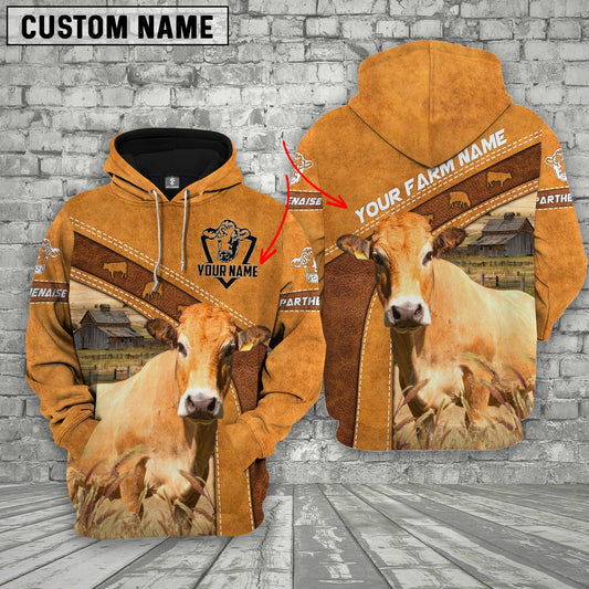 Uni Personalized Name Parthenaise All Over Printed 3D Cattle Hoodie