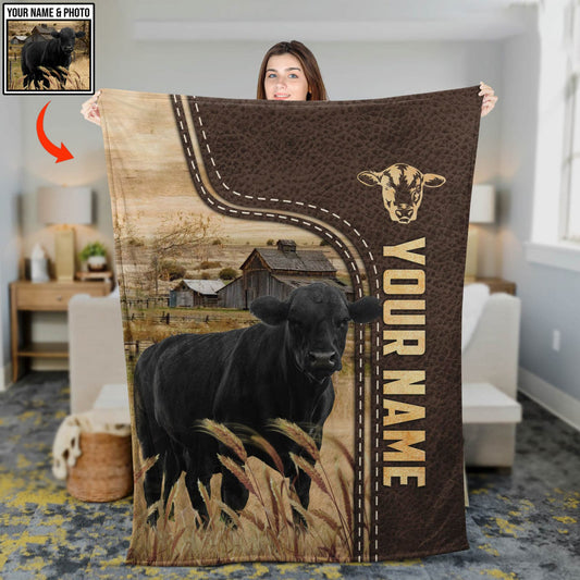 Uni Custom Image, Custom Name Leather Pattern Blanket