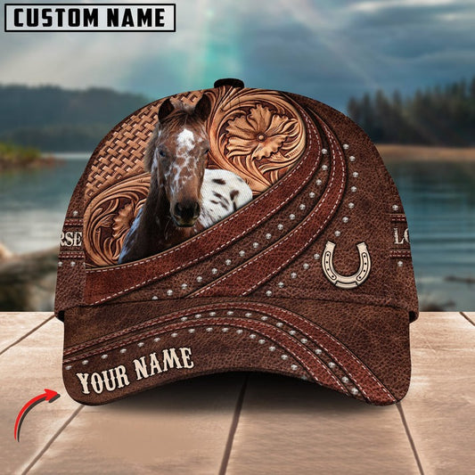 Unijames Appaloosa Carving Leather Pattern Personalized Name Cap