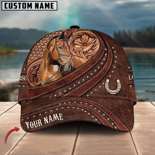 Unijames Warmblood Carving Leather Pattern Personalized Name Cap