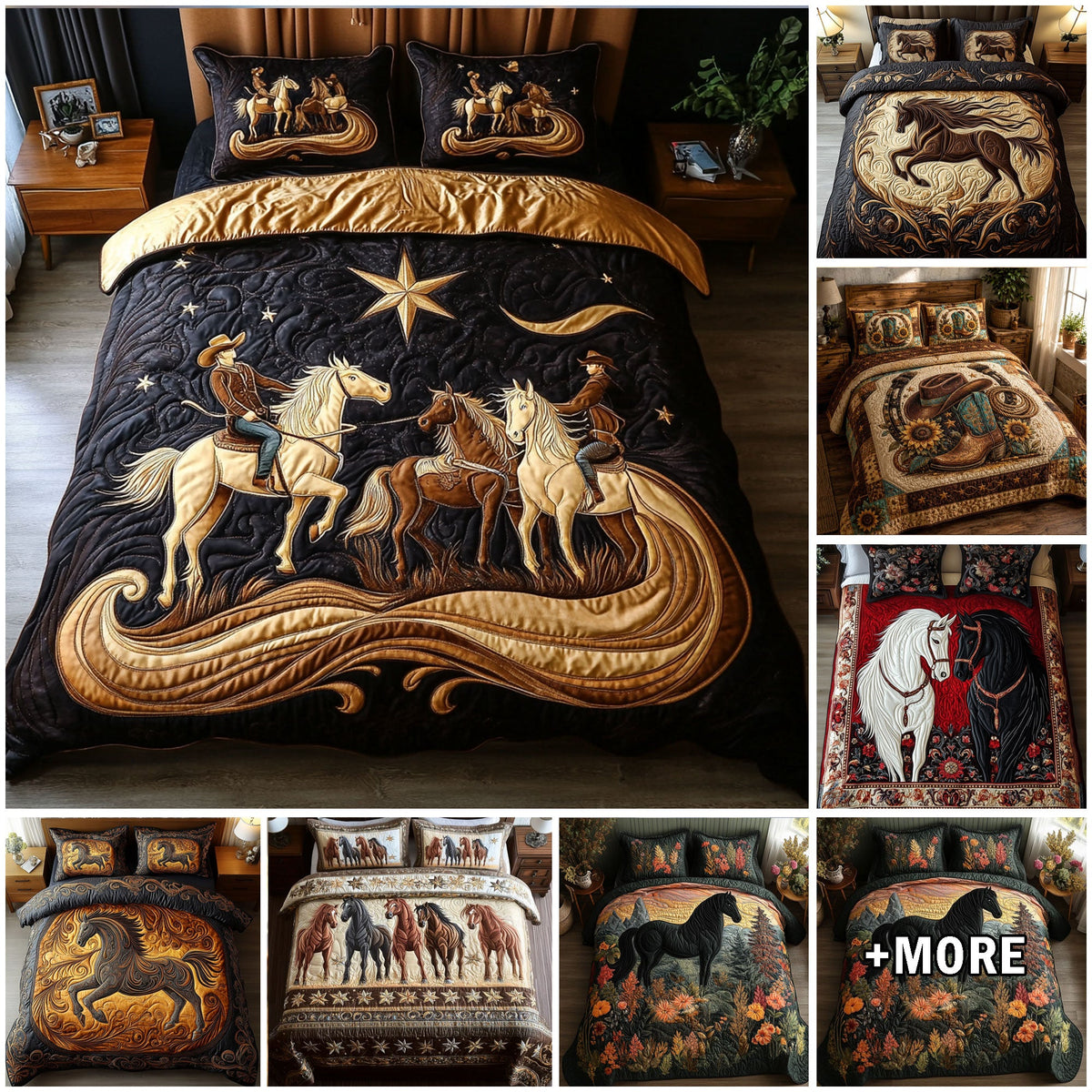 UniJames Horse Quilted Bedding Set