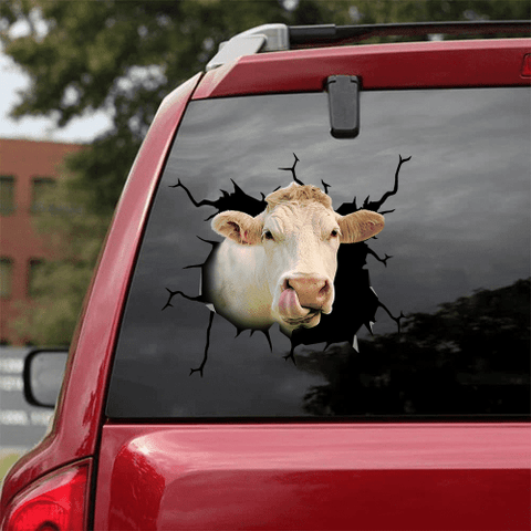 Uni Charolais Broken Glass Car Decal Sticker