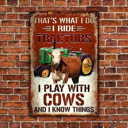 uni Hereford Cattle That's What I Do All Printed 3D Metal Sign
