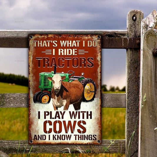 uni Hereford Cattle That's What I Do All Printed 3D Metal Sign
