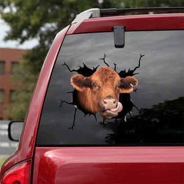 Uni Red Angus Broken Glass Car Decal Sticker