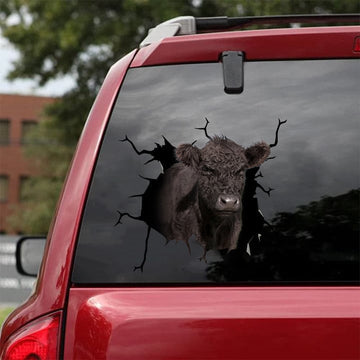 Uni Belted Galloway Broken Glass Car Decal Sticker