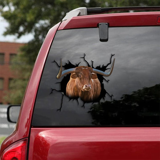 Uni Texas Longhorn Broken Glass Car Decal Sticker