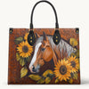 Uni Personalized Horse Sunflower Leather Handbag For Woman