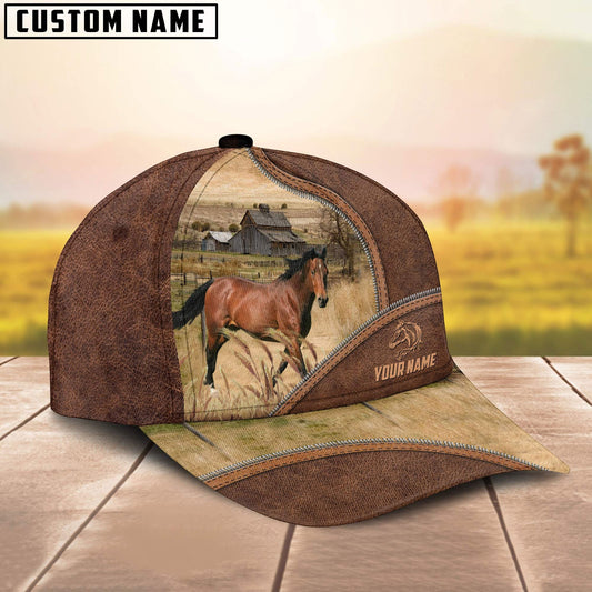 Uni Horse Zipper Leather Pattern Customized Name Cap