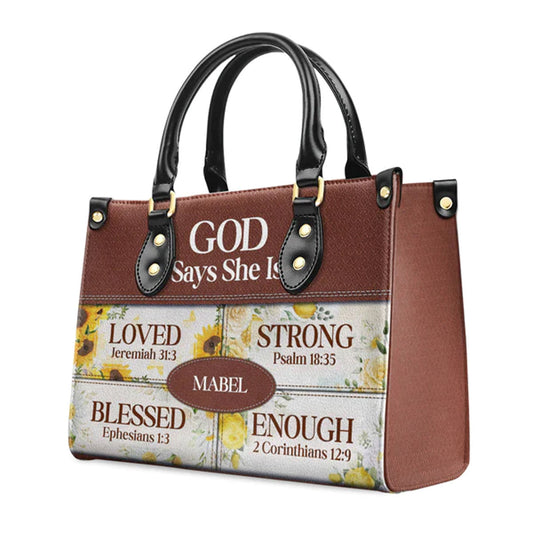 God Says She Is Leather Bags, Personalized Bags, Gifts for Women, Christmas Gift, CABLTB01290723.