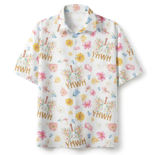 UniJames YHWH Flower White Christian Hawaiian Shirt