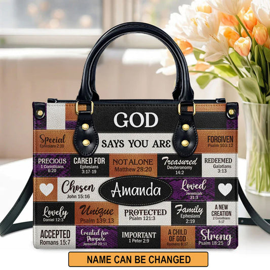 God Says You Are Leather Bags, Personalized Bags, Gifts for Women, Christmas Gift, CABLTB04300723.