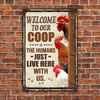 uni Personalized Name Chicken Welcome to our farm All Printed 3D Metal Sign