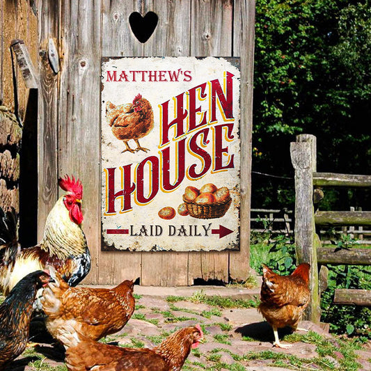 uni Customized Name Hen House Laid Daily All Printed 3D Metal Sign