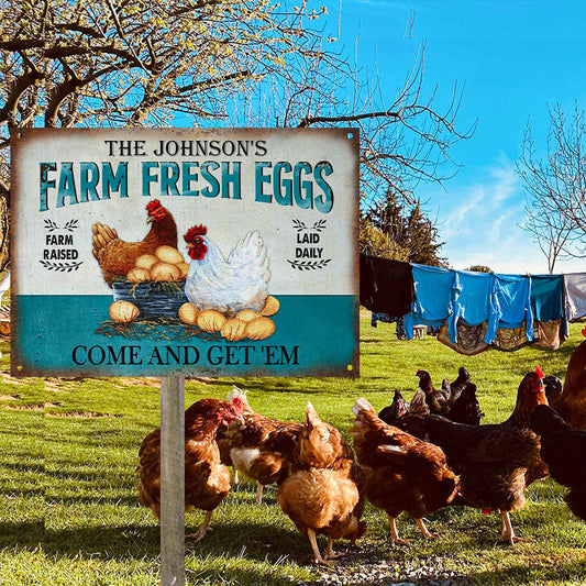 uni Customized Name Farm Raised Laid Daily Turquoise All Printed 3D Metal Sign