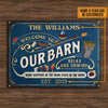 uni Our Farm Barn Blue Design Rectangle Metal Sign Custom Name Year