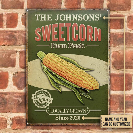 uni Realistic Corn Farm Fresh Organic Green Rectangle Metal Sign Custom Name