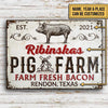 uni Pig Farm Fresh Bacon White Rectangle Metal Sign Custom Text