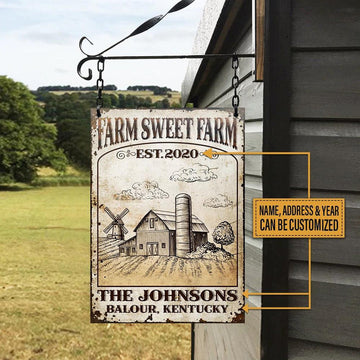uni Farm Sweet Farm Rectangle Metal Sign Custom Text Cute Design