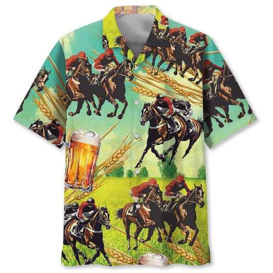 Horse Racing Beer Vintage Hawaiian Shirt