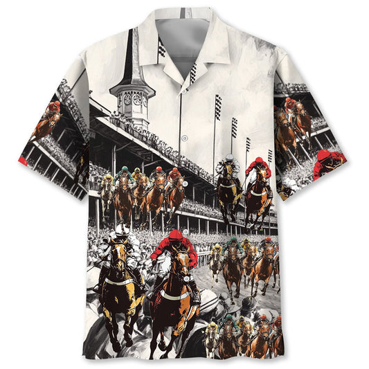 Horse Racing Vintage Racecourse Hawaiian Shirt