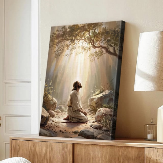 Unijames Jesus Praying Canvas Wall Art