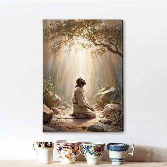 Unijames Jesus Praying Canvas Wall Art