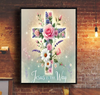 Unijames Jesus Is The Way Floral Cross Canvas Wall Art