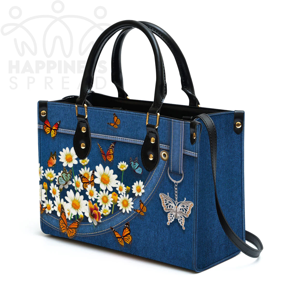 Personalized Handbag, Daisy And Butterfly, Personalized Gifts, Gifts for Women.