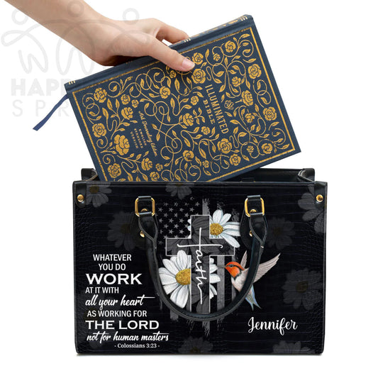 Personalized Hand Bag, Work At It With All Your Heart, Personalized Gifts, Gifts for Women.