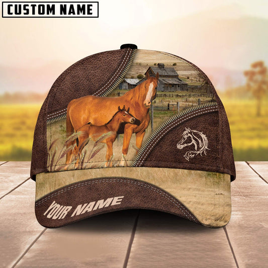 Uni Horse On The Farm Customized Name 3D Brown Cap
