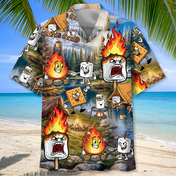 Unijames Vintage Camping Marshmallow Hawaiian Shirt