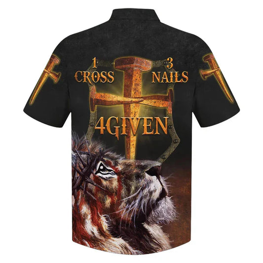 UniJames 1 Cross 3 Nails 4given Lion Hawaiian Shirts - Christian Hawaiian Shirt - Hawaiian Shirts For Men