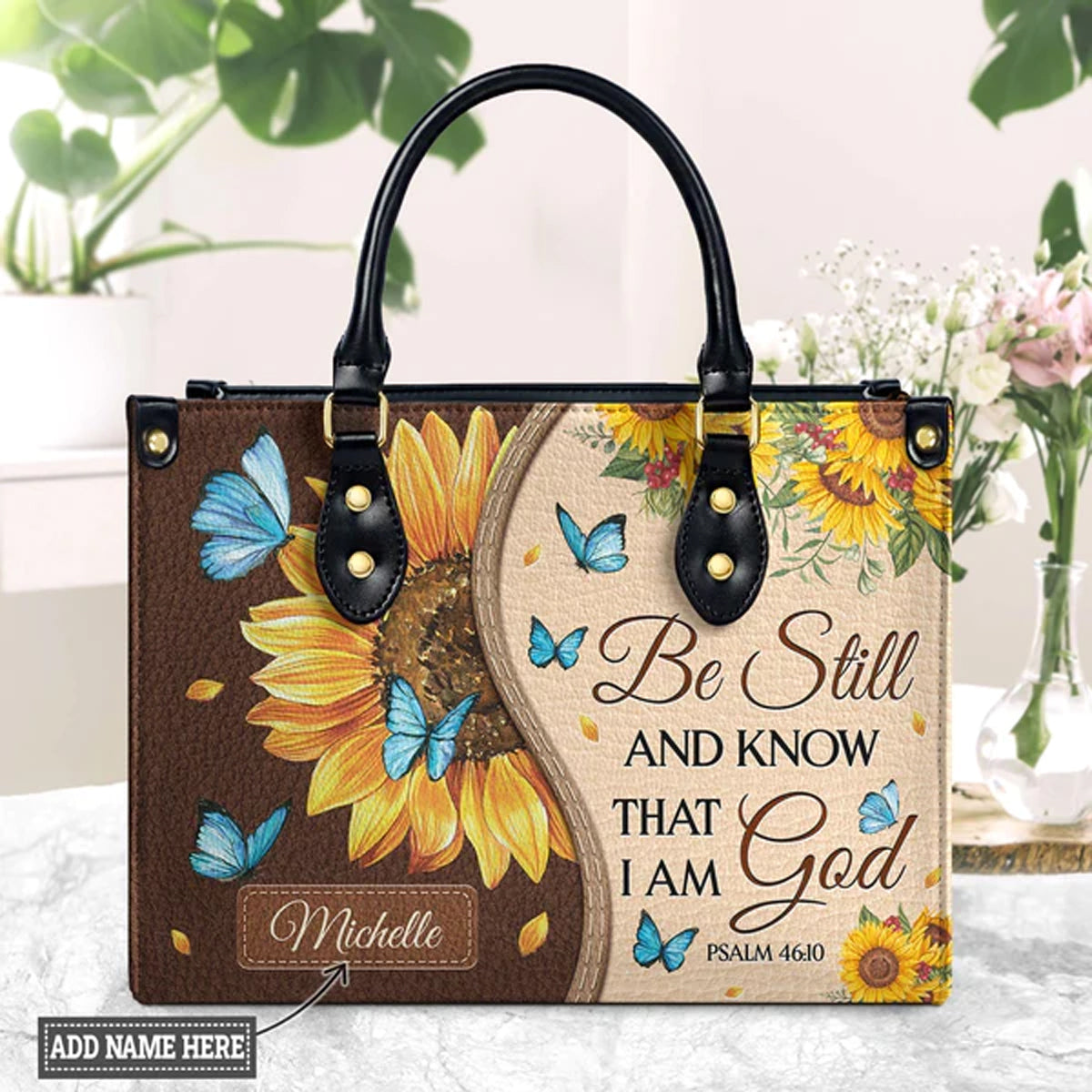 Be Still And Know That I Am God Psalm 46:10 Sunflower Butterfly, Personalized Gifts, Gifts for Women, Christmas Gift.