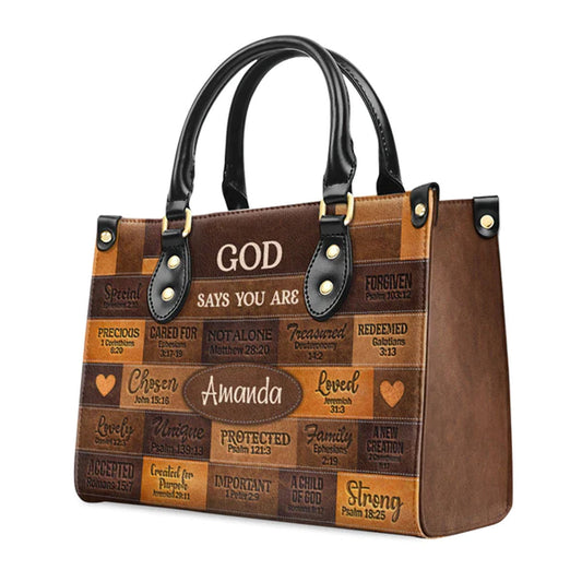 God Says You Are Leather Bags, Personalized Bags, Gifts for Women, Christmas Gift, CABLTB01040823.