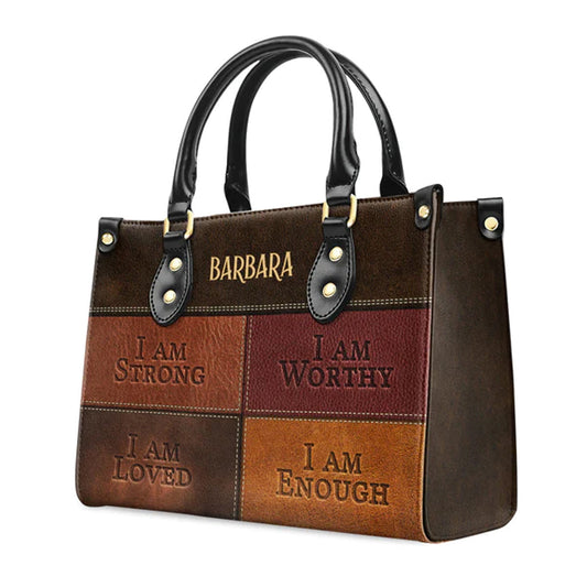 I Am Strong I Am Loved Leather Bags, Personalized Bags, Gifts for Women, Christmas Gift, CABLTB01300723.