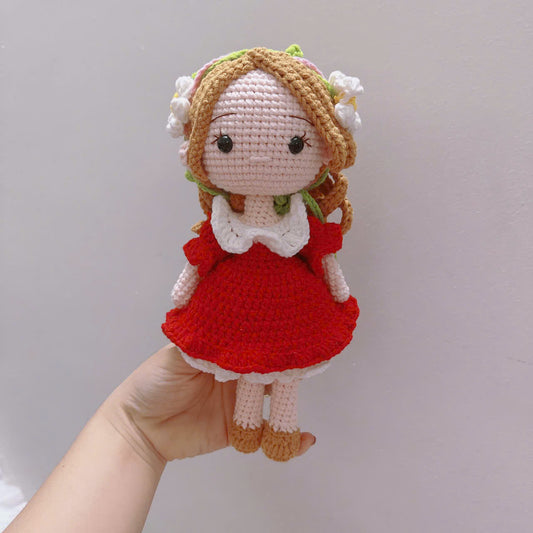 Unijames Christmas Red Dress Doll Handmade Crochet